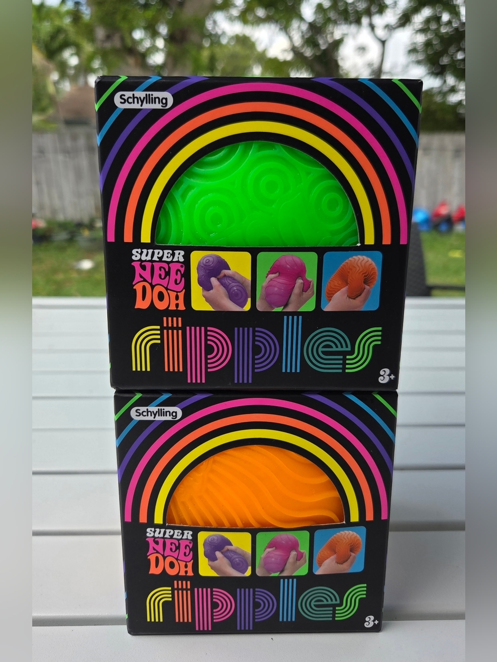 Schylling Super NeeDoh Ripples Stress Balls - Neon Green & Bright Orange 2 Count